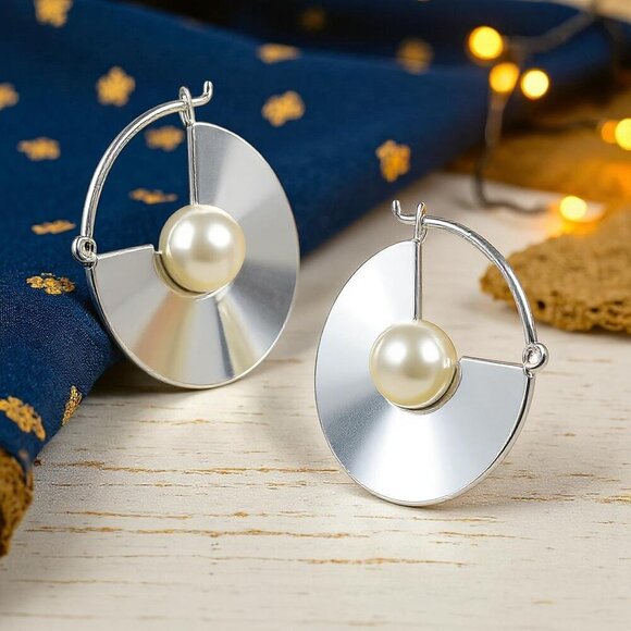 ๐Modern Minimalist Trendy Stainless Steel Earrings With Faux Pearl Accent - Picture 12 of 12